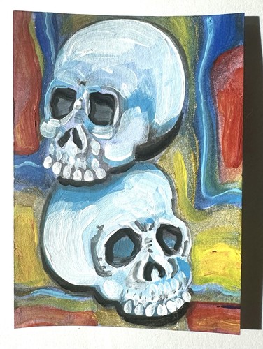 Aceo dipinto originale teschi - dipinto,
