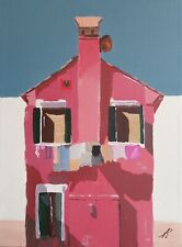 RED HOUSE QUADRO MODERNO DIPINTO A MANO SU TELA CM 40x30