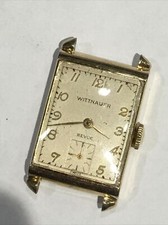 Orologio da polso uomo art deco vintage anni 50 Wittnauer Revue 17 Jewels oro 10 carati