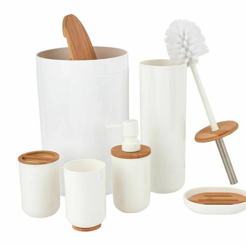 Set bagno 6pz legno bambù - 6pz,