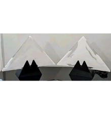 COPPIA LAMPADE ABAT-JOUR IN VETRO DI MURANO-TRIANGOLO-GLASS LAMP-ANNI 80-VINTAGE