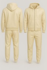 Tuta uomo jogging uomo pelle di agnello con cappuccio pelle pista tuta felpa beige