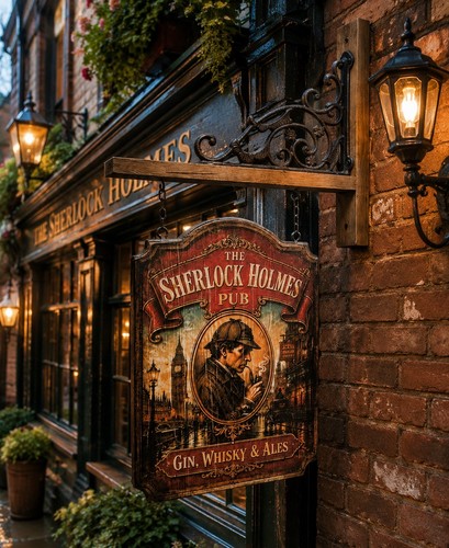 Pub hängeschild the sherlock - the,
