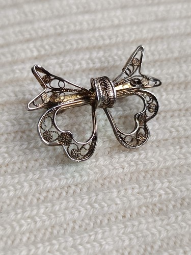 Spilla fiocco argento - fiocco, vintage
