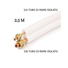 KIT MONTAGGIO CONDIZIONATORE CLIMATIZZATORE TUBI RAME 1/4 3/8 CARTELLATI 2,5m