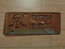 PERICOLO DI MORTE TARGA / INSEGNA IN METALLO ORIGINALE D'EPOCA