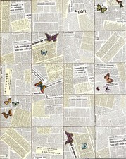 Piastrella Decoro Fornasetti Tema “Ultime Notizie” Sia Su Fondo Bianco Lucido