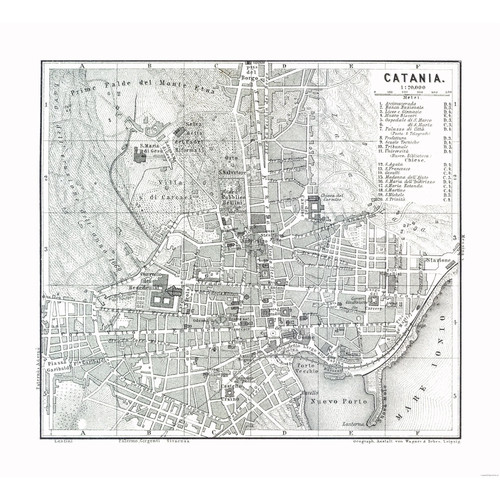 Mappa storica catania italia - mappa,
