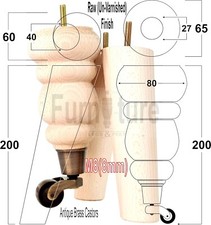 2x Gambe a Ruota per Mobili e