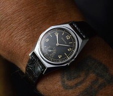 ZENITH RARISSIMO OROLOGIO CASSA OTTAGONALE QUADRANTE NERO SCRITTE ORO VINTAGE