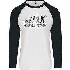 Evoluzione di Un Giocatore Cricket Divertente Uomo L/S Baseball T-Shirt