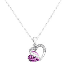 GEPARDINI Collana Doppio Cuore con Cristalli di Swarovski - Rosa