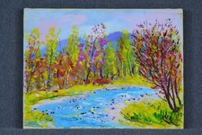 IALENTI Antonio Fiume nel bosco olio su tela 30x40 "Cascella" Arte Moderna