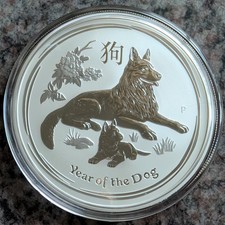Australia 2 DA Dollaro 2018° Lunare II Cane ° 2 oz. Argento 9999/1000