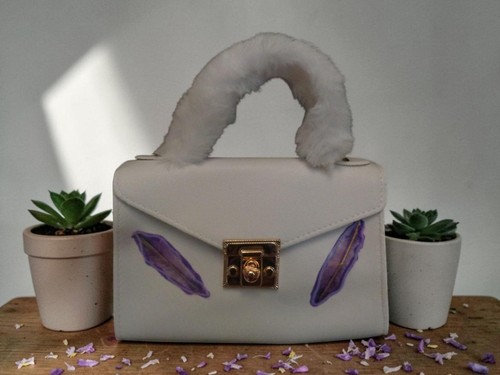 Borsa mano pelle bianca - mano, in