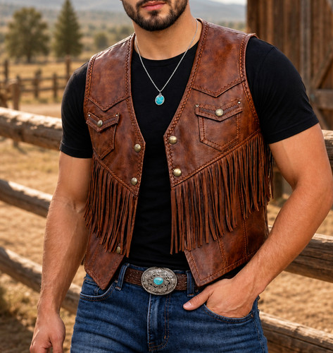 Gilet uomo pelle western