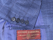 Blazer cappotto sportivo Luciano Barbera Collezioni blu sartoriale a quadri 50IT, 40 US