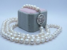 COLLANA PERLE FIUME E STADERA ARGENTO 925 MONETA ANTICA GRECIA NECKLACE PEARLS
