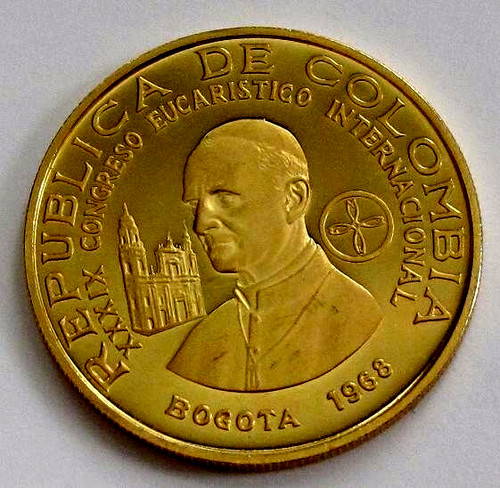 Moneta oro colombia - colombia, 1968