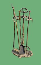 Antico Set Da Camino In Bronzo