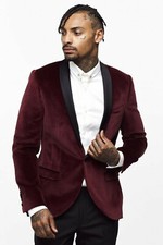 Uomo Burgundy Fumare Giacche Cappotto Smoking Lusso Designer Festa Abbigliamento