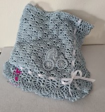 Copertina azzurra, cotone, battesimo, nascita, benvenuto, corredino, maschietto