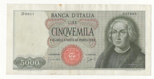 5000 lire colombo tipo - 5000, decr