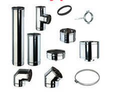 Canna Fumaria D.80 E 100 Stufa a Pellet Kit Tubo Acciaio Inox Monoparete Camino