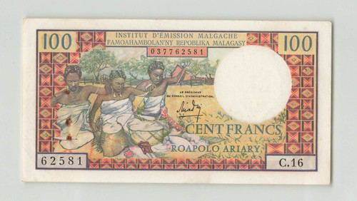 Madagascar 100 franchi 20 - franchi, /