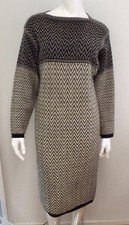 Abito maglione zig zag maglia lana KENZO vintage anni 80 medio nero bianco chevron