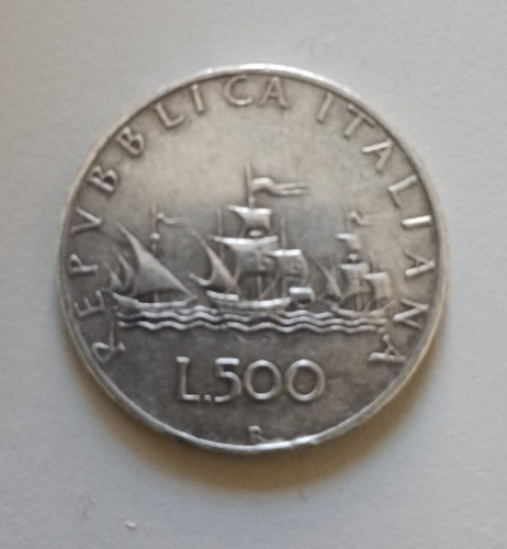 Moneta 500 lire tre caravelle