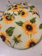 Set di 4 Cuscini X Sedia  rotondi con fettucce, sfoderabili,alti 3 cm