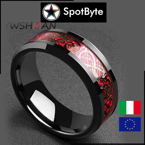 Anello uomo nero - nero, rosso