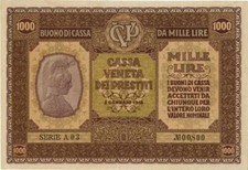 Italia - Lire 1.000 Cassa Veneta dei Prestiti1918  ( Copia-Riproduzione)