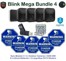 Blink Outdoor Mega Bundle Modulo di Sincronizzazione, 4 Telecamere, USB 8GB + Batterie + 5 CCTV