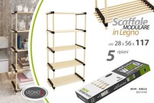 MOBILE SCAFFALE MODULARE IN LEGNO 5 RIPIANI 56*28*117 CM ETNICO DOW-838224