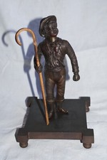 GRAZIOSA SCULTURA IN BRONZO RAFFIGURANTE GIOVANE PASTORE CON BASTONE EPOCA '900