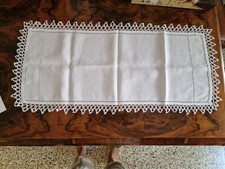 Striscia runner lino bianco pizzo Uncinetto cm. 76x31 B22 Linen Runner (22) °