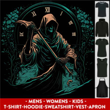 Grim Reaper Time Teschio Morte Gotico Uomo Donna Bambini Unisex