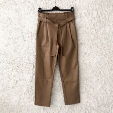 PANTALONI LUNGHI VITA ALTA ECOPELLE MARRONE CINTURA 