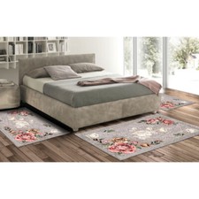 Tris Tappeto camera scendiletto stile classico shabby ALISIA rose Grigio Made In