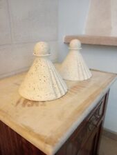 oggetti vintage,coppia vasi in ceramica,bianchi con graniglia nera 