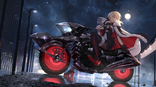 Anime ragazze moto - moto, luna
