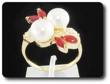 Anello Perla & Rubino 2x8 MM