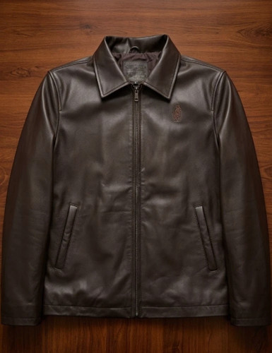 Giacca polo pelle marrone - pelle,