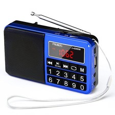 PRUNUS J-429 Radio Portatile FM/AM(MW). Radiolina Portatile Ricaricabile con Pul