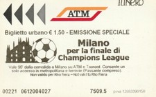 Q1 Biglietto Ticket ATM MILANO Emissione Speciale Champions League