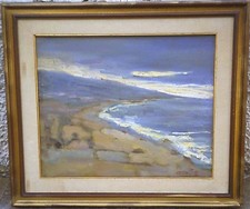 COSTA - IL MARE D'INVERNO - VECCHIO, GRANDE QUADRO DIPINTO OLIO SU TELA