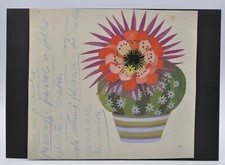Lenci raro disegno preparatorio "scatola con fiori " anni '30/'40   