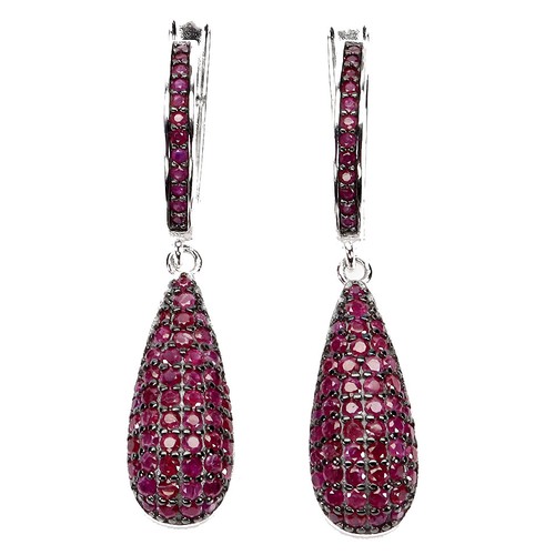 Orecchini argento 925 rubino - argento,